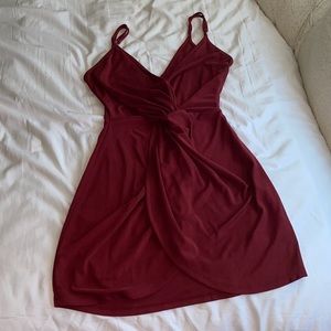 Tobi Maroon Mini Wrap Dress